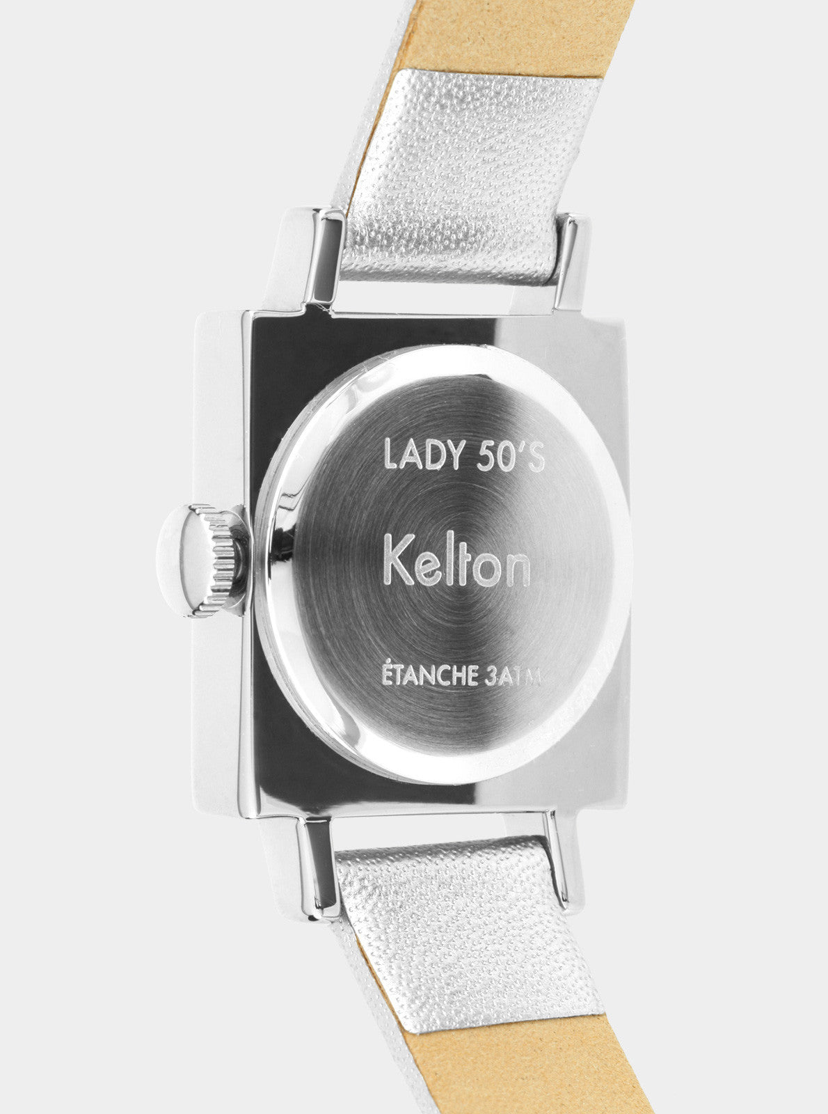 Image of Montre Lady 50's dos en boîtier argenté noir, inscription LADY 50's Kelton