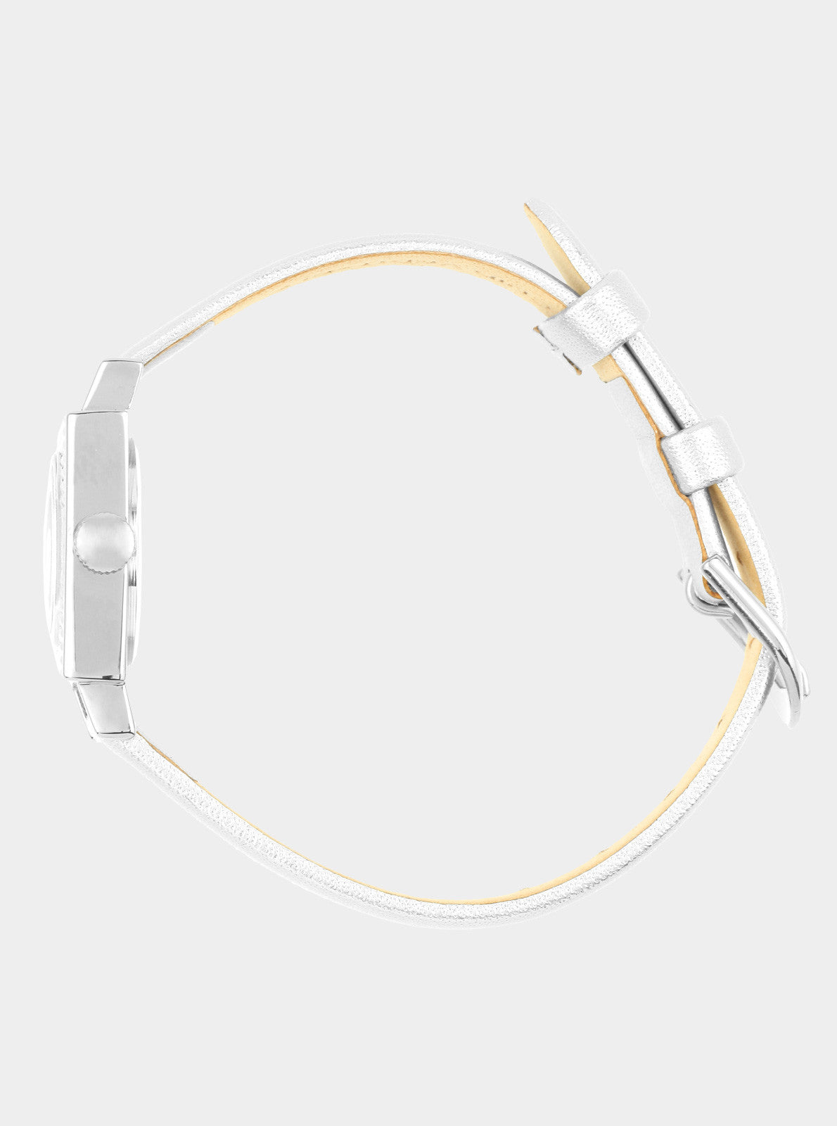 Image of Montre Lady 50's bracelet cuir blanc avec boucle et fermoir argentés
