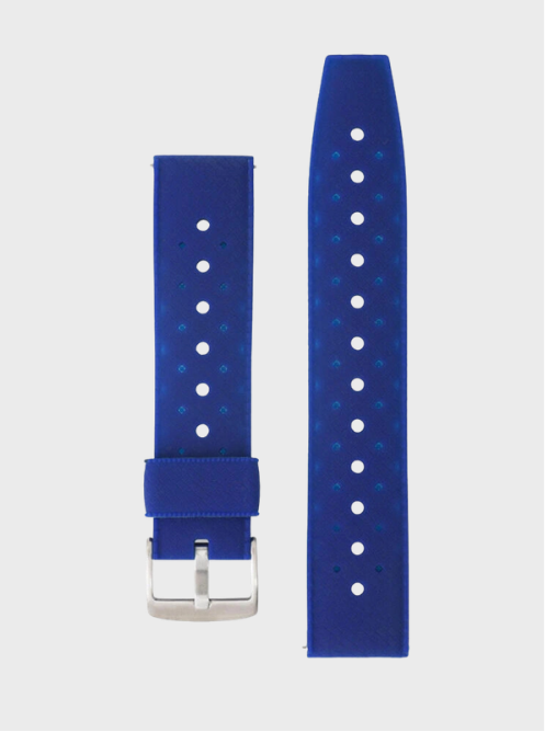 Image of Bracelet en silicone bleu 20 mm à perforations