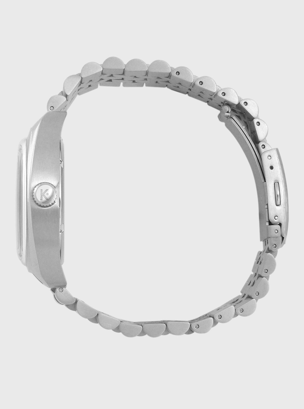 Image of Bracelet de montre Kelton en acier, maillons arrondis avec boucle et passants