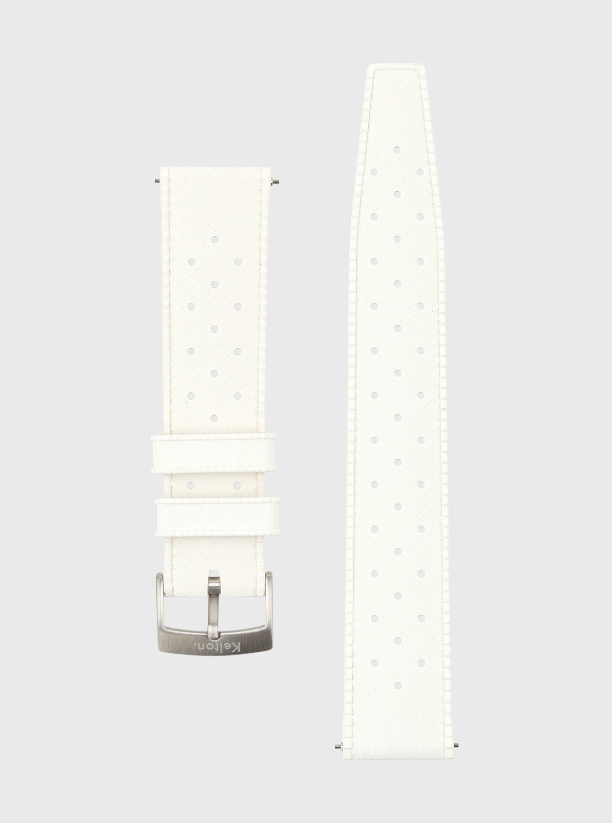 Image of Bracelet Tropic 20 mm à bracelet blanc à pois, boucle ardillon argentée.