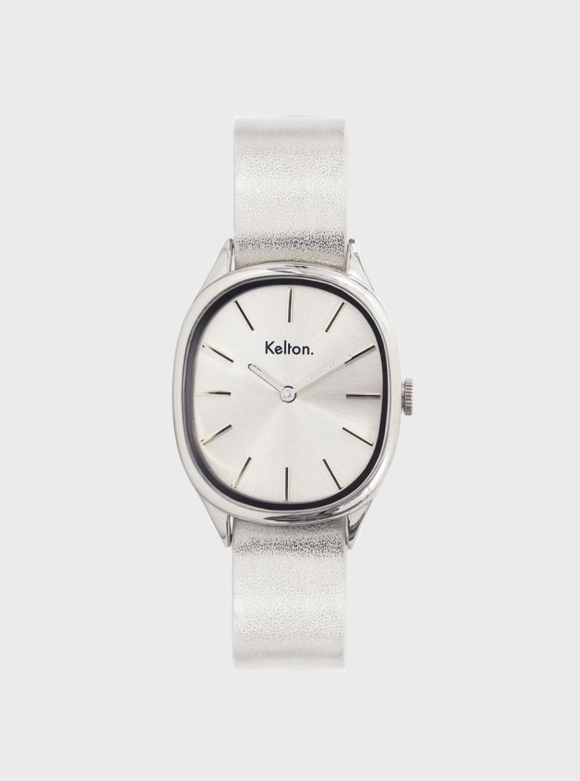 Image of Montre Kelton argent à cadran blanc, bracelet textile et boîtier rond