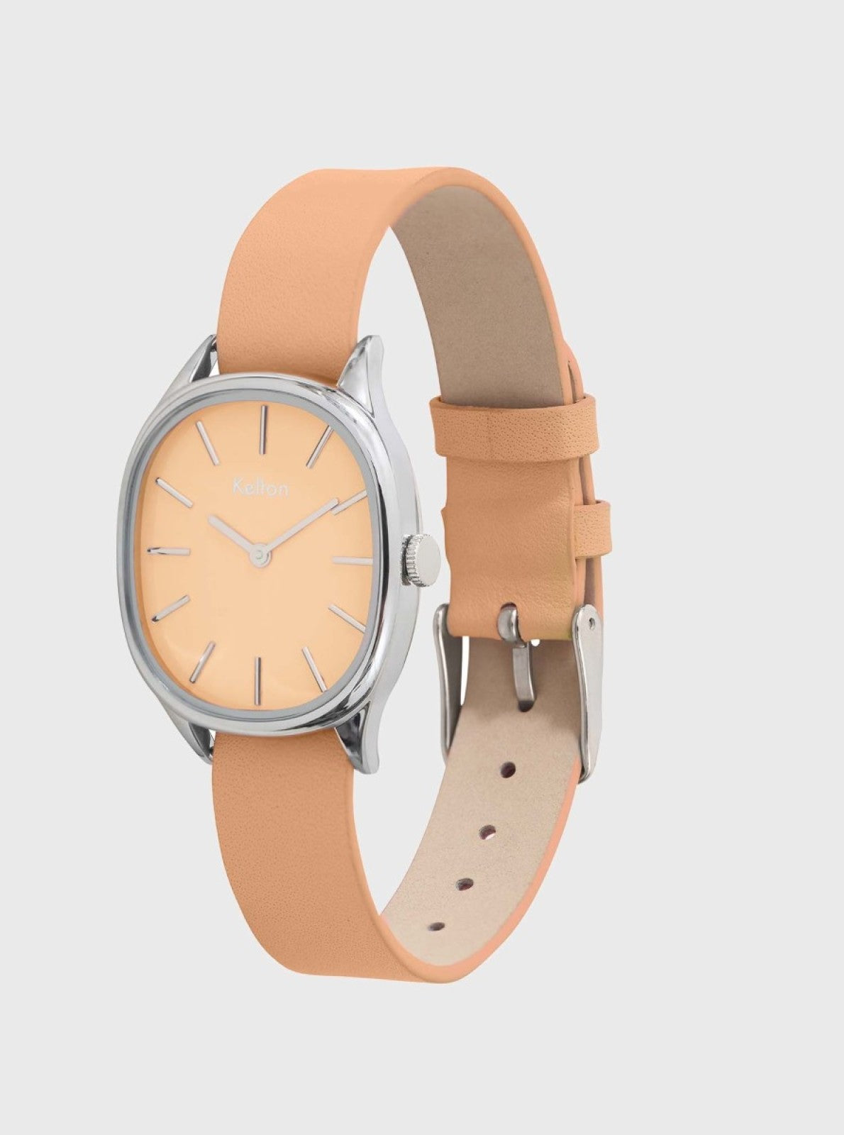 Image of Montre Colorama avec cadran beige, bracelet en cuir beige et boucle métallique.