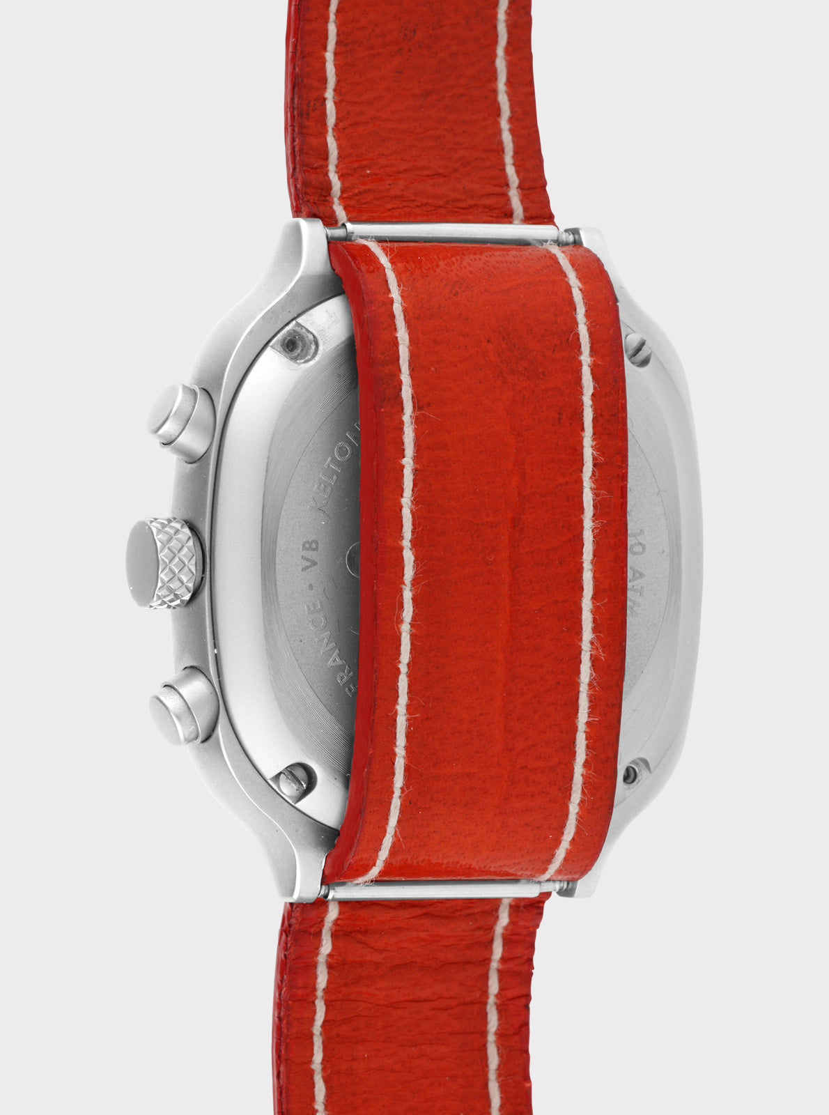 Image of Boîtier de montre chronographe Kelton x Chapal avec bracelet cuir rouge