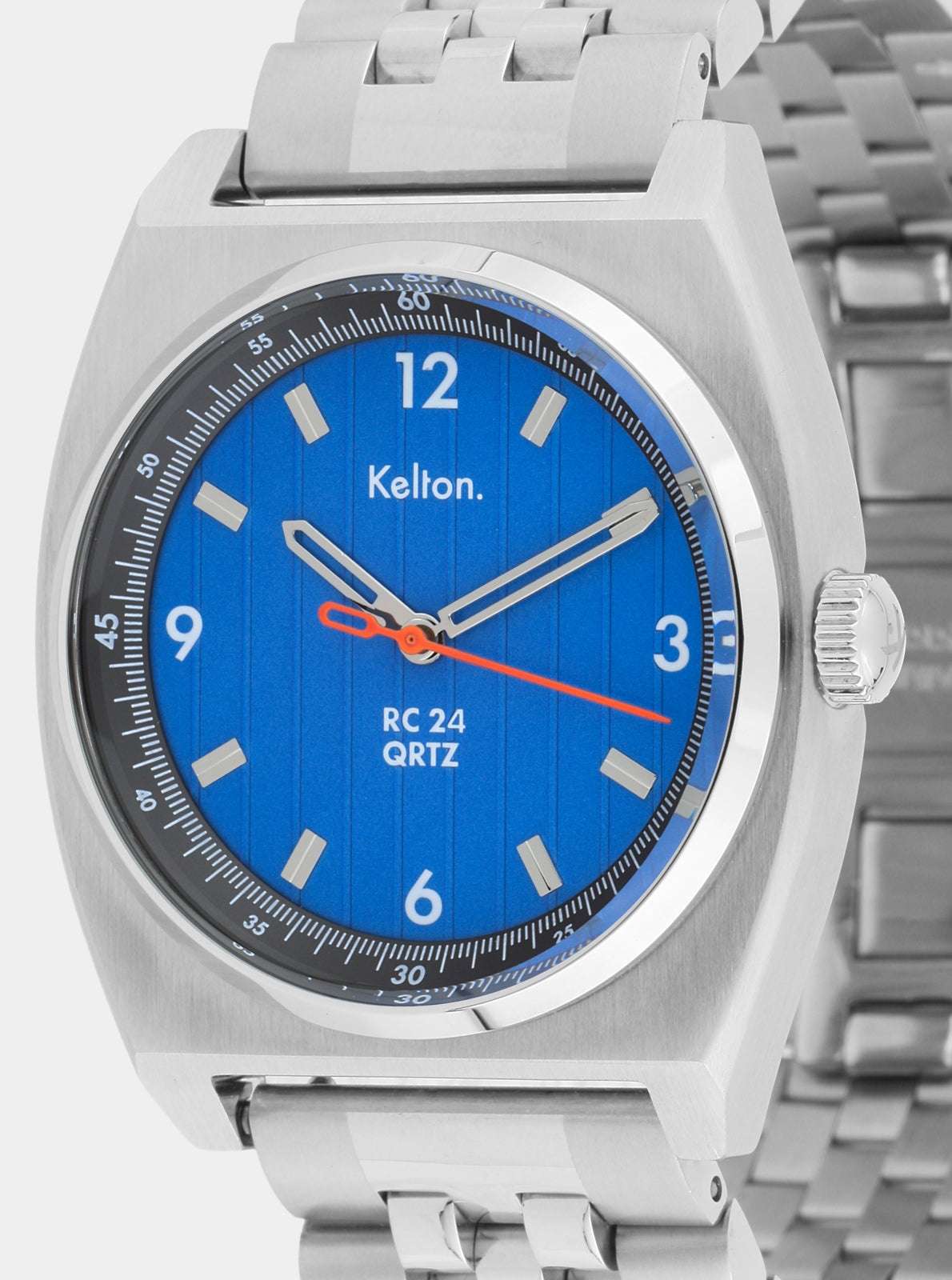 Image of Montre Kelton cadran bleu, boîtier acier et bracelet acier à maillons