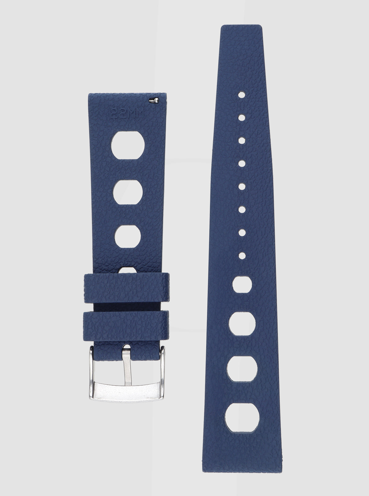 Image of Bracelet Tropic Racing 22 mm bleu, boucle rectangulaire et rangée de trous blancs
