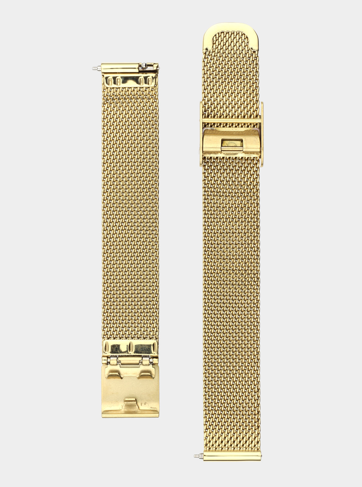 Image of Bracelet en maille milanaise dorée, fermoir rectangulaire aux extrémités.