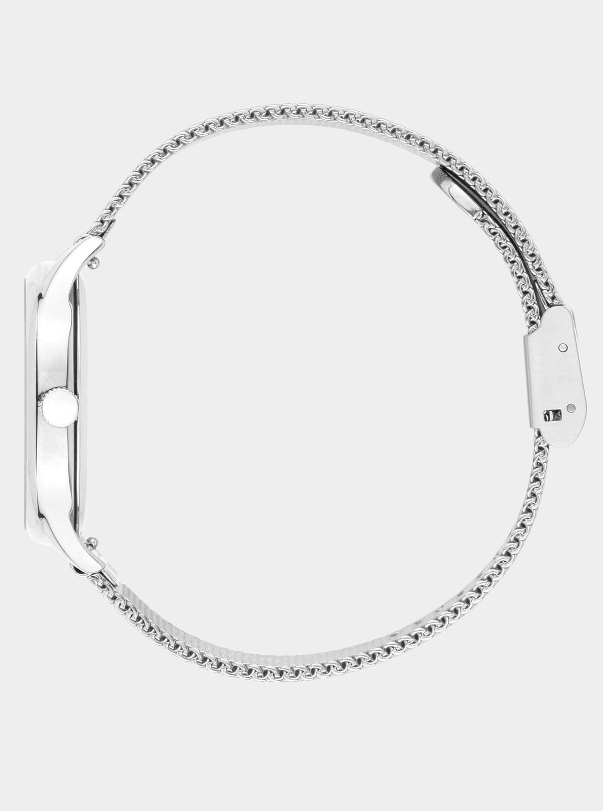 Image of Montre Colorama bracelet maille argentée avec maillons ovales et boîtier rond