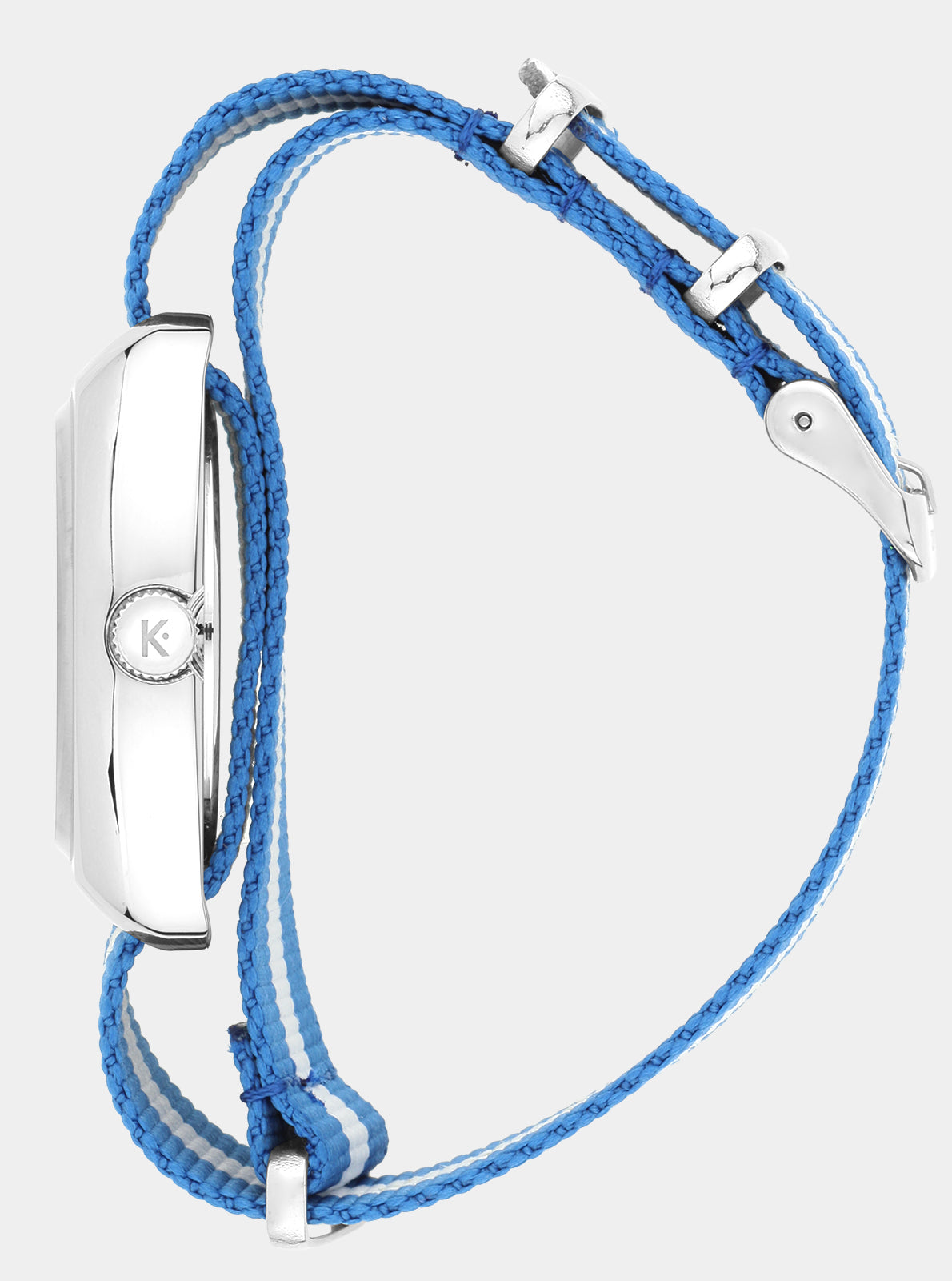 Image of Montre Kelton boîtier argenté et bracelet Nato bleu-blanc avec attache