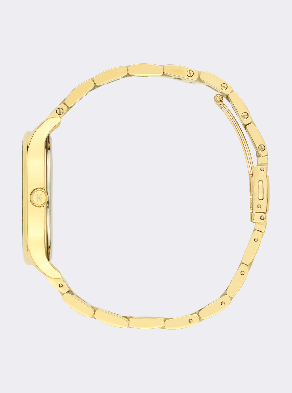 Image of Bracelet de montre doré à maillons rectangulaires, fermoir et finition brillante