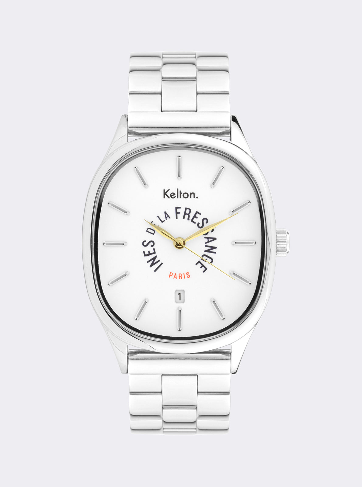 Image of Montre Kelton La Fressange Paris, cadran blanc, bracelet maillons argentés.