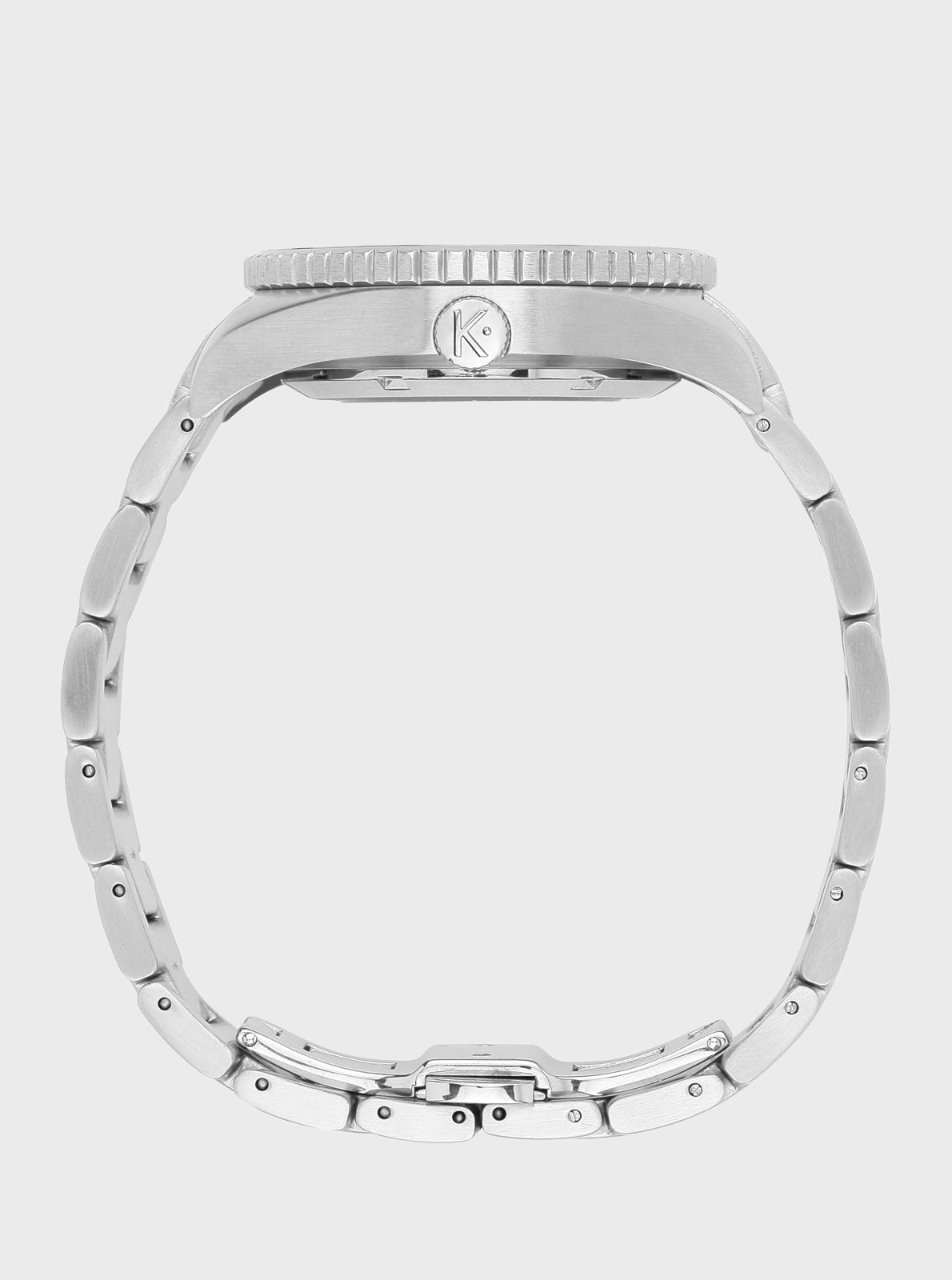 Image of Montre de plongée Kelton 1955, vue arrière du boîtier en acier et bracelet