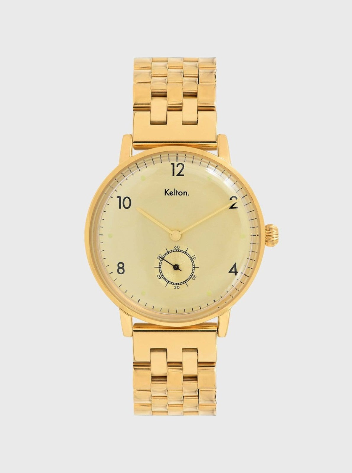 Image of Montre à bracelet doré en mailles et cadran jaune Kelton