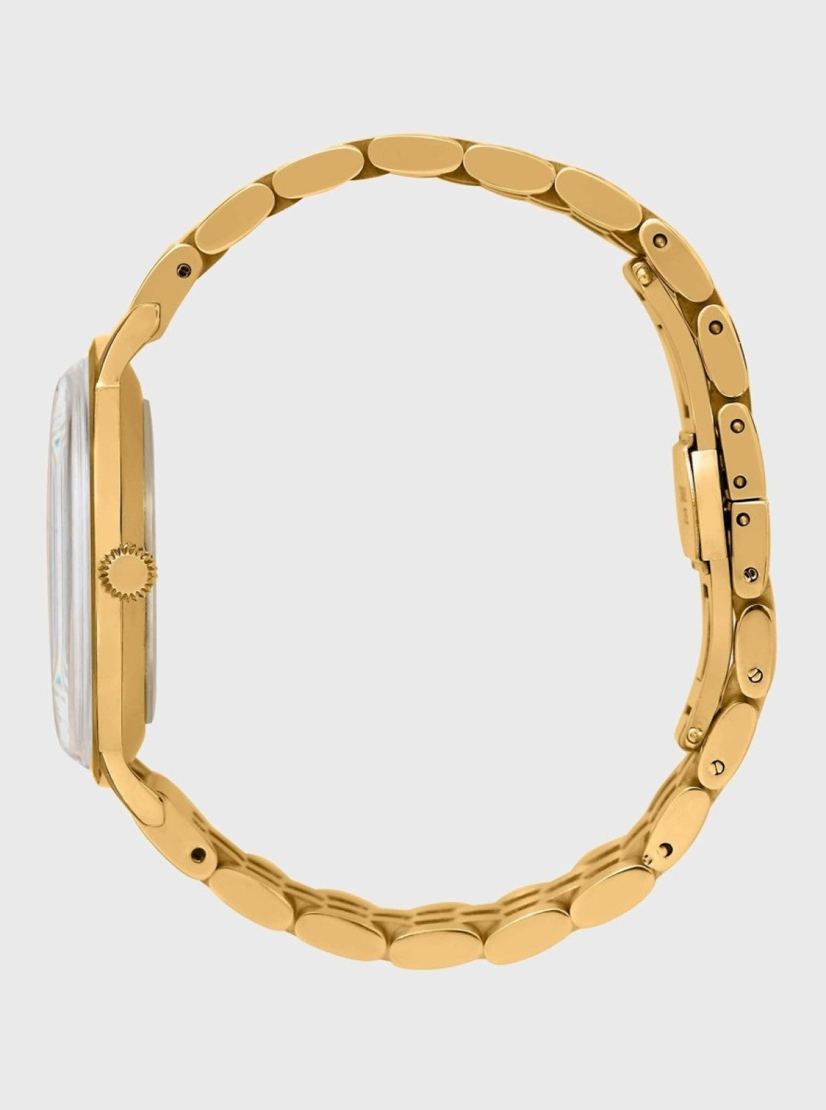 Image of Bracelet de montre Villa doré en maillons, fermoir visible.