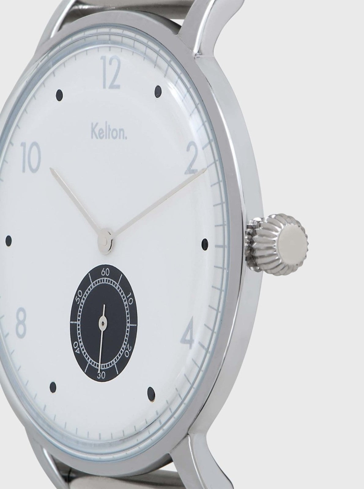 Image of Montre Villa au boîtier argenté, cadran blanc avec index et couronne