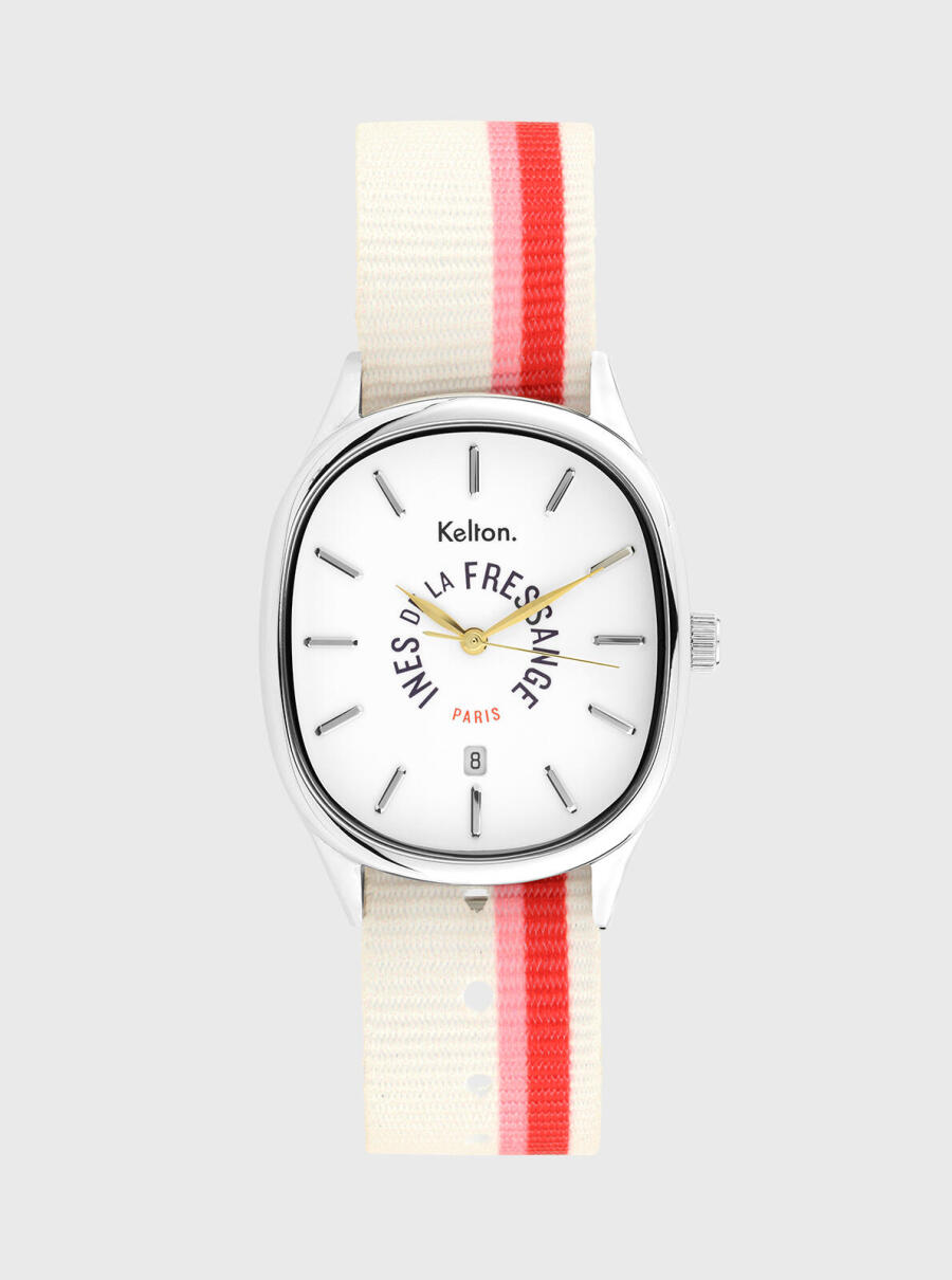 Montre Grande Colorama Rose-Rouge Kelton x Ines de la Fressange Paris &ndash; vue de face