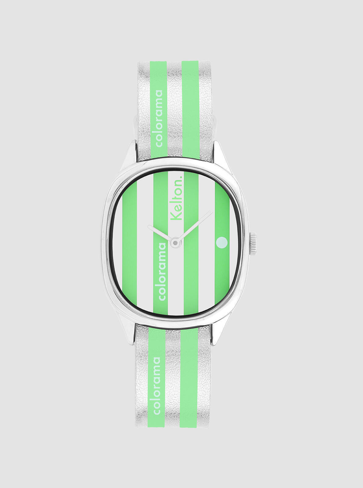 Montre Colorama Cactus &ndash; montre ray&eacute;e vert et argent &ndash; vue de face