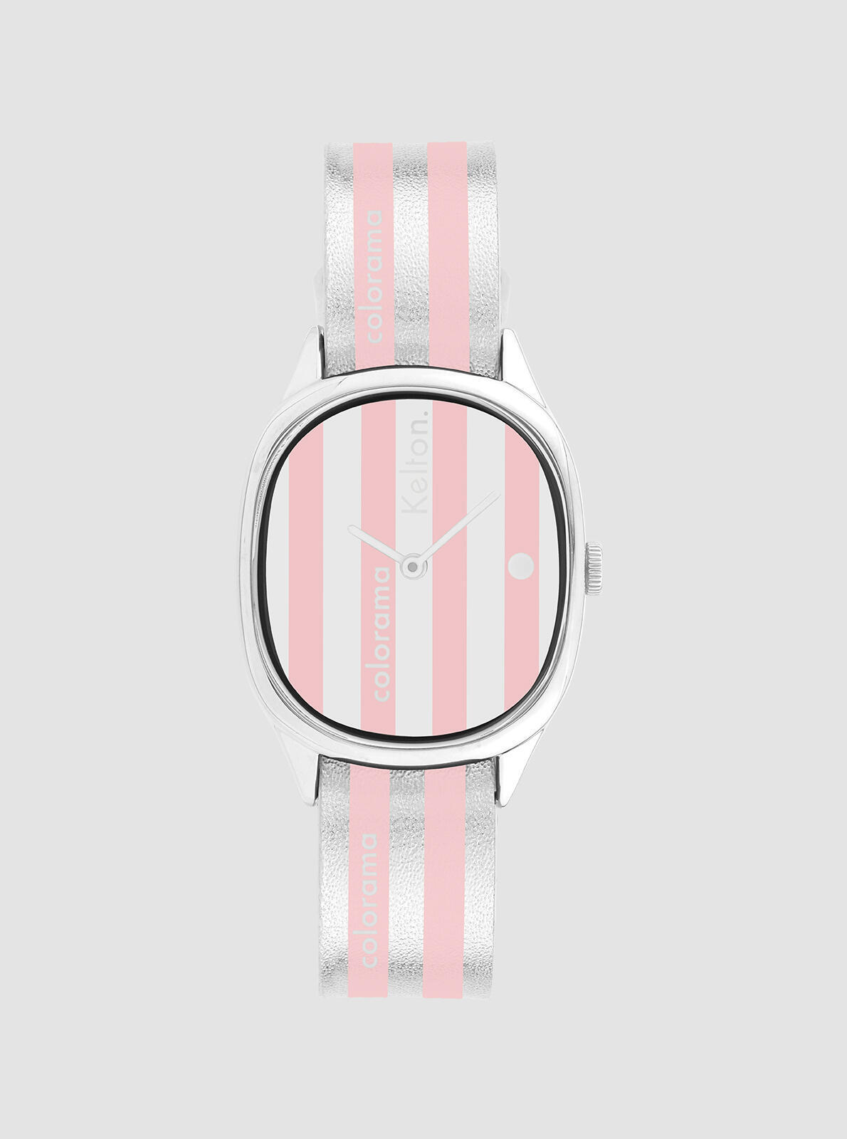 Montre Colorama Ray&eacute;e Peau &ndash; montre ray&eacute;e rose et argent&eacute; &ndash; vue de face