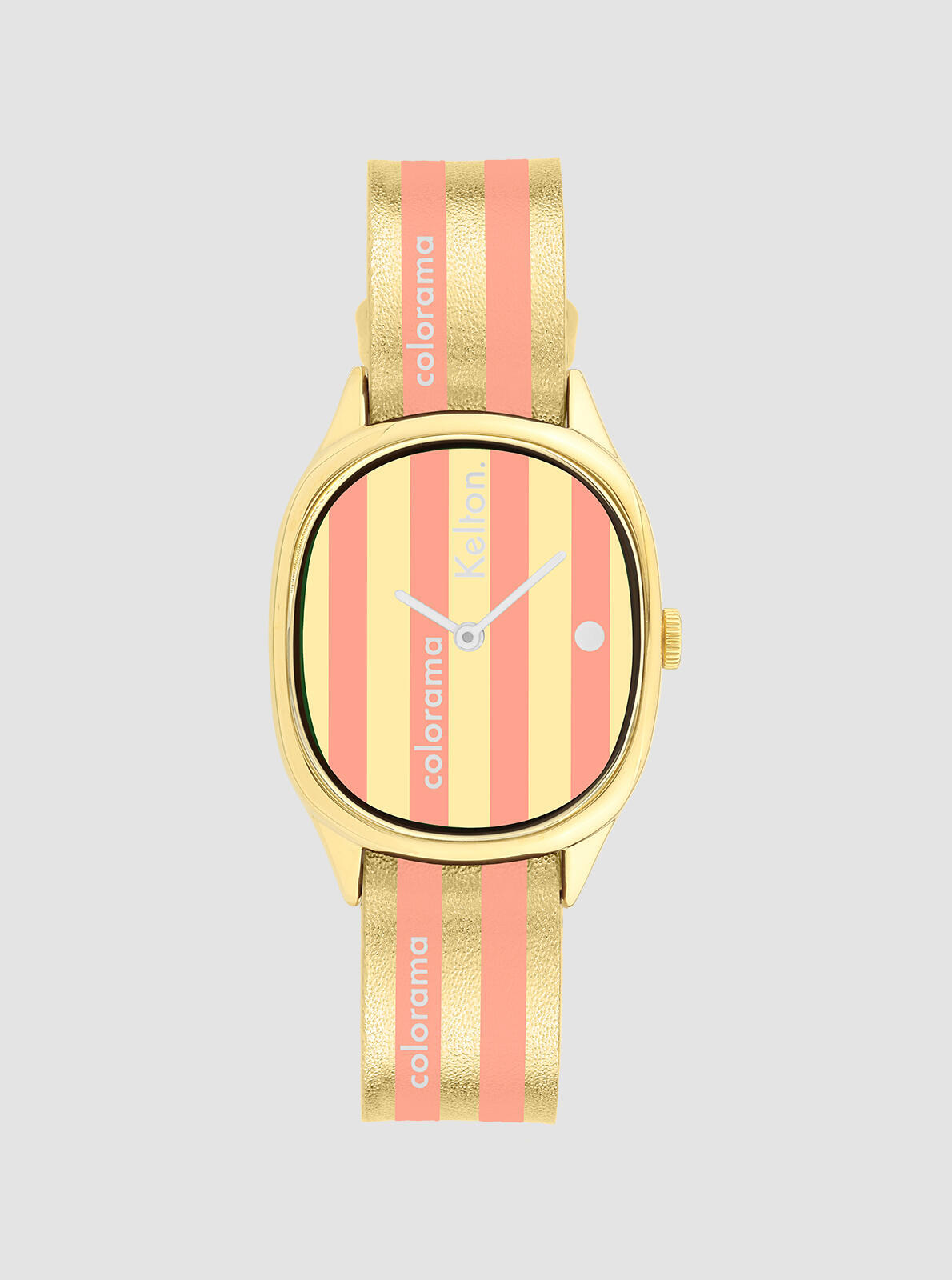 Montre Colorama Ray&eacute;e P&ecirc;che &ndash; montre ray&eacute;e orange et or &ndash; vue de face