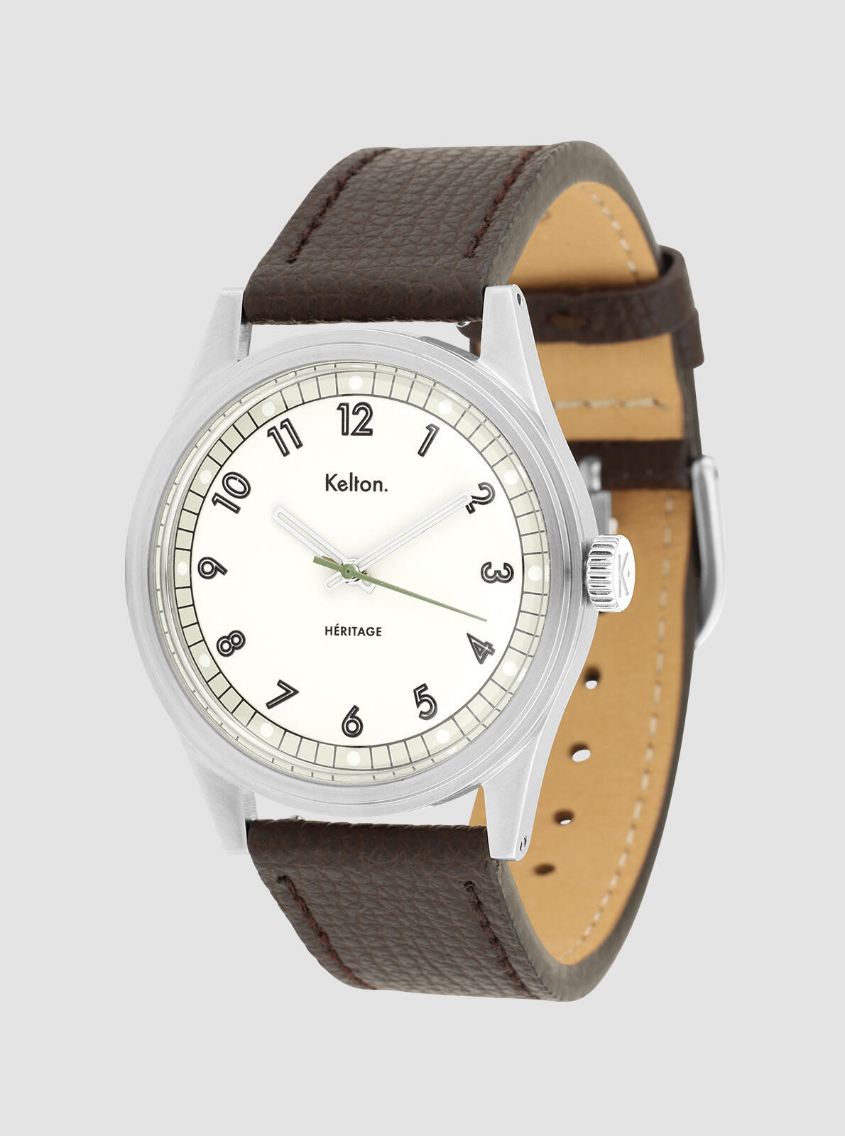 Heritage White Epsom brown watch &ndash; three-quarter view