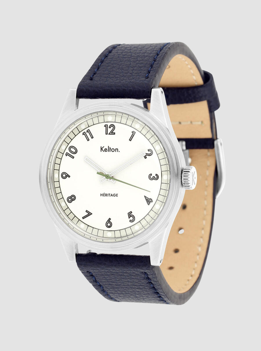 Montre H&eacute;ritage Blanche Epsom Navy &ndash; vue de face