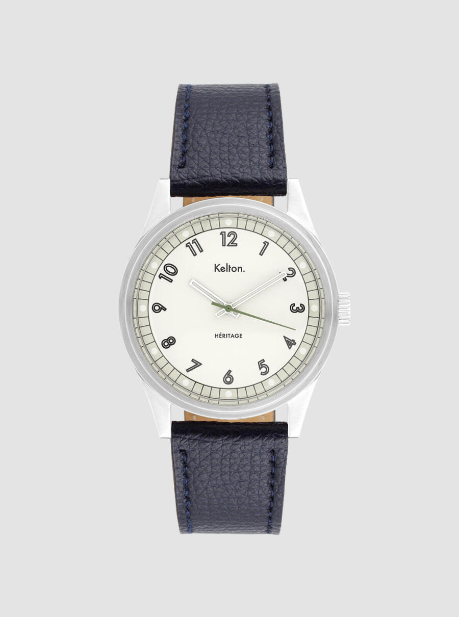 Montre H&eacute;ritage Blanche Epsom Navy &ndash; vue de face