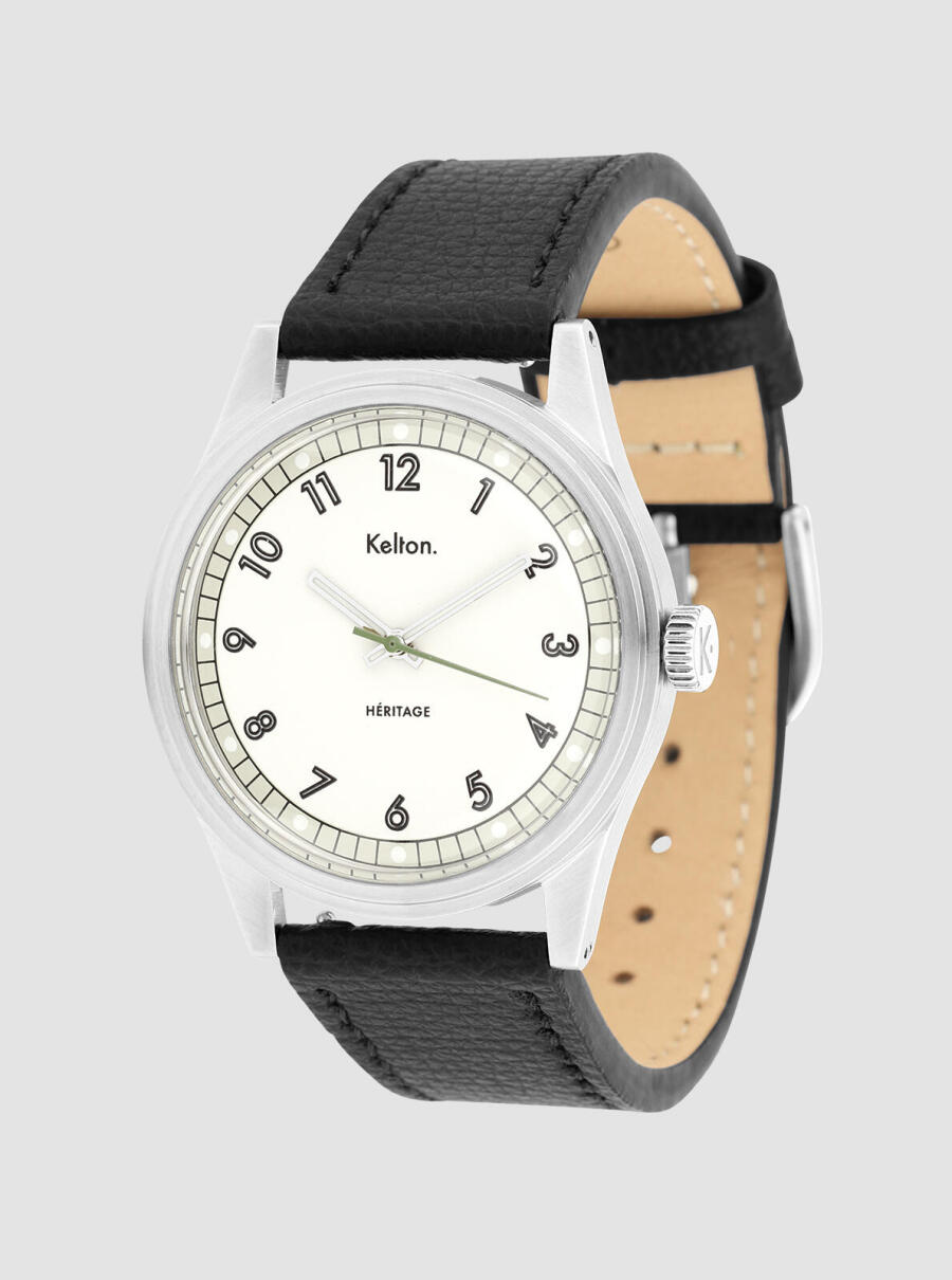 Montre H&eacute;ritage Blanche Epsom noir &ndash; vue de face