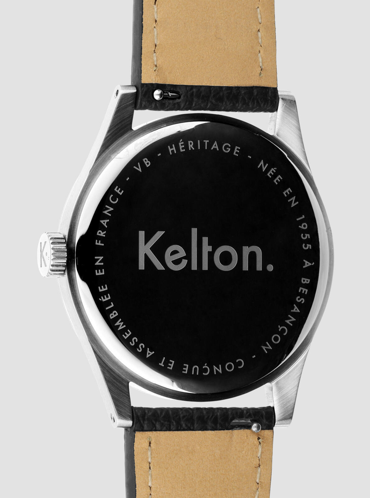 Back view of Heritage White Epsom black watch