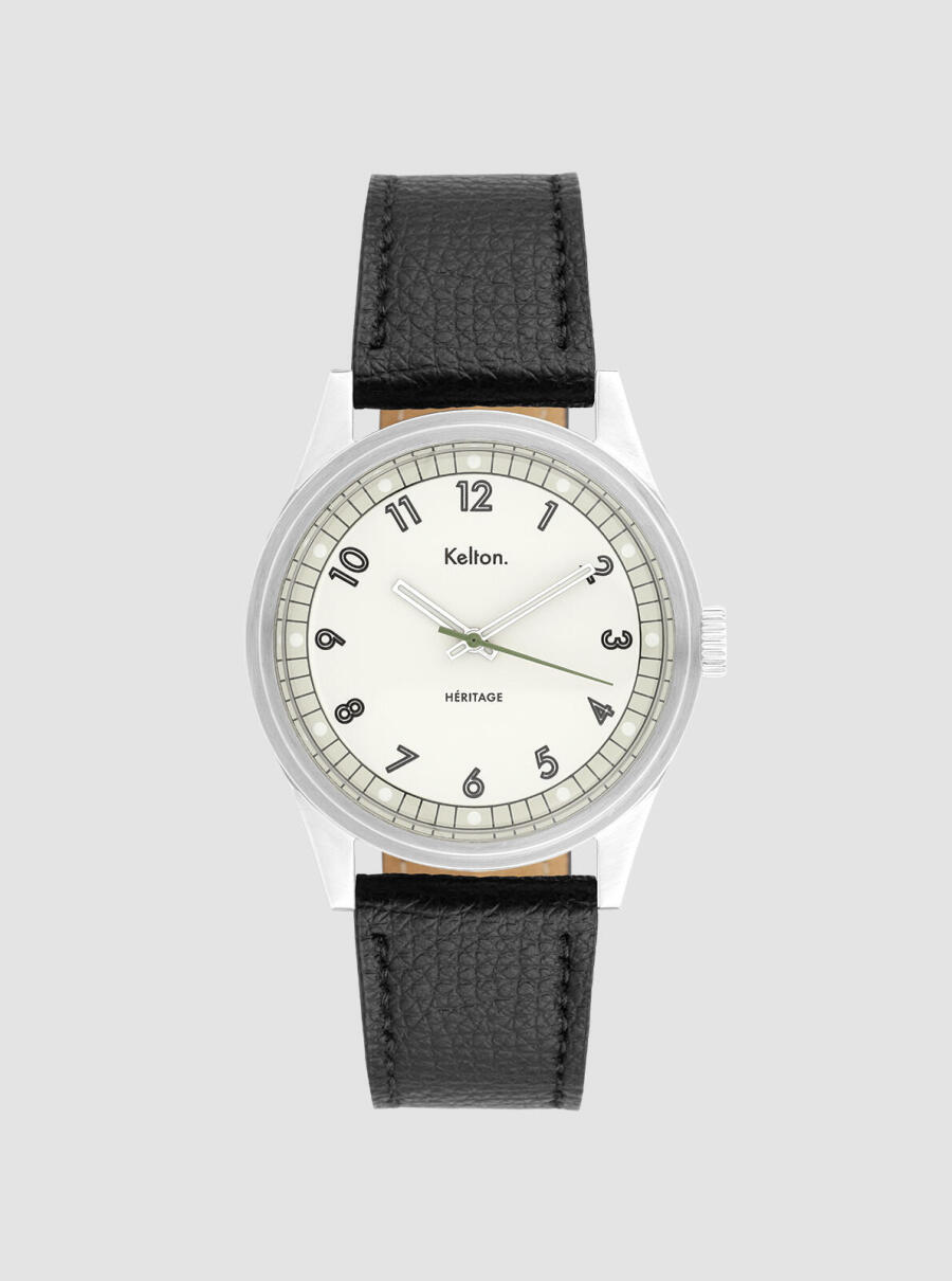 Montre H&eacute;ritage Blanche Epsom noir &ndash; vue de face