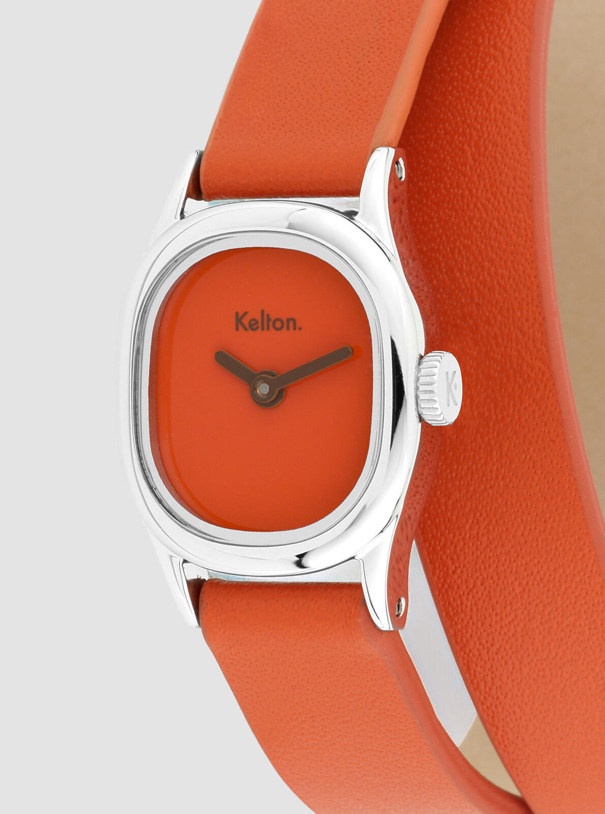 Gros plan cadran Montre Minicolo Mandarine orange