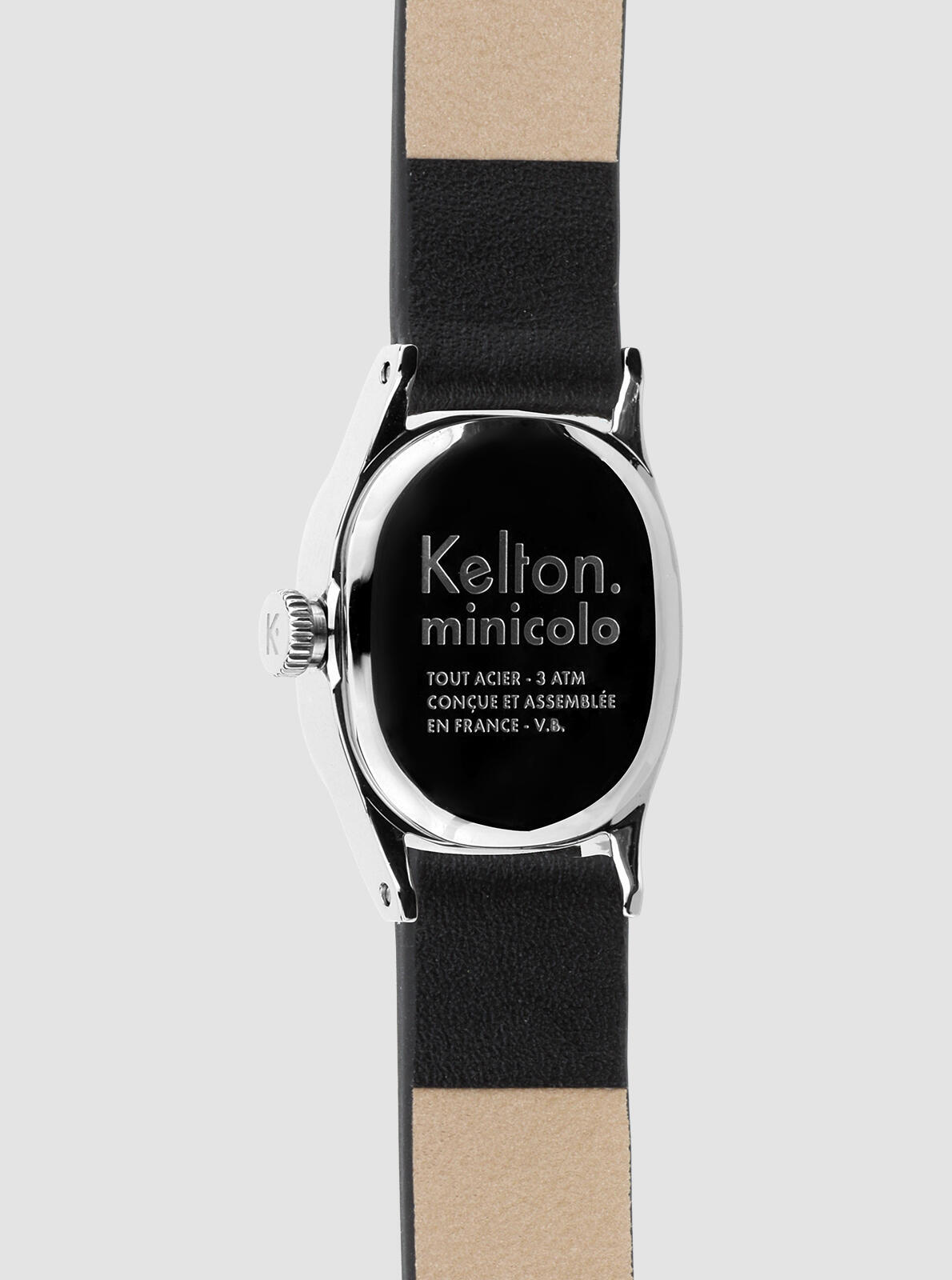 Vue arri&egrave;re Montre Minicolo noire