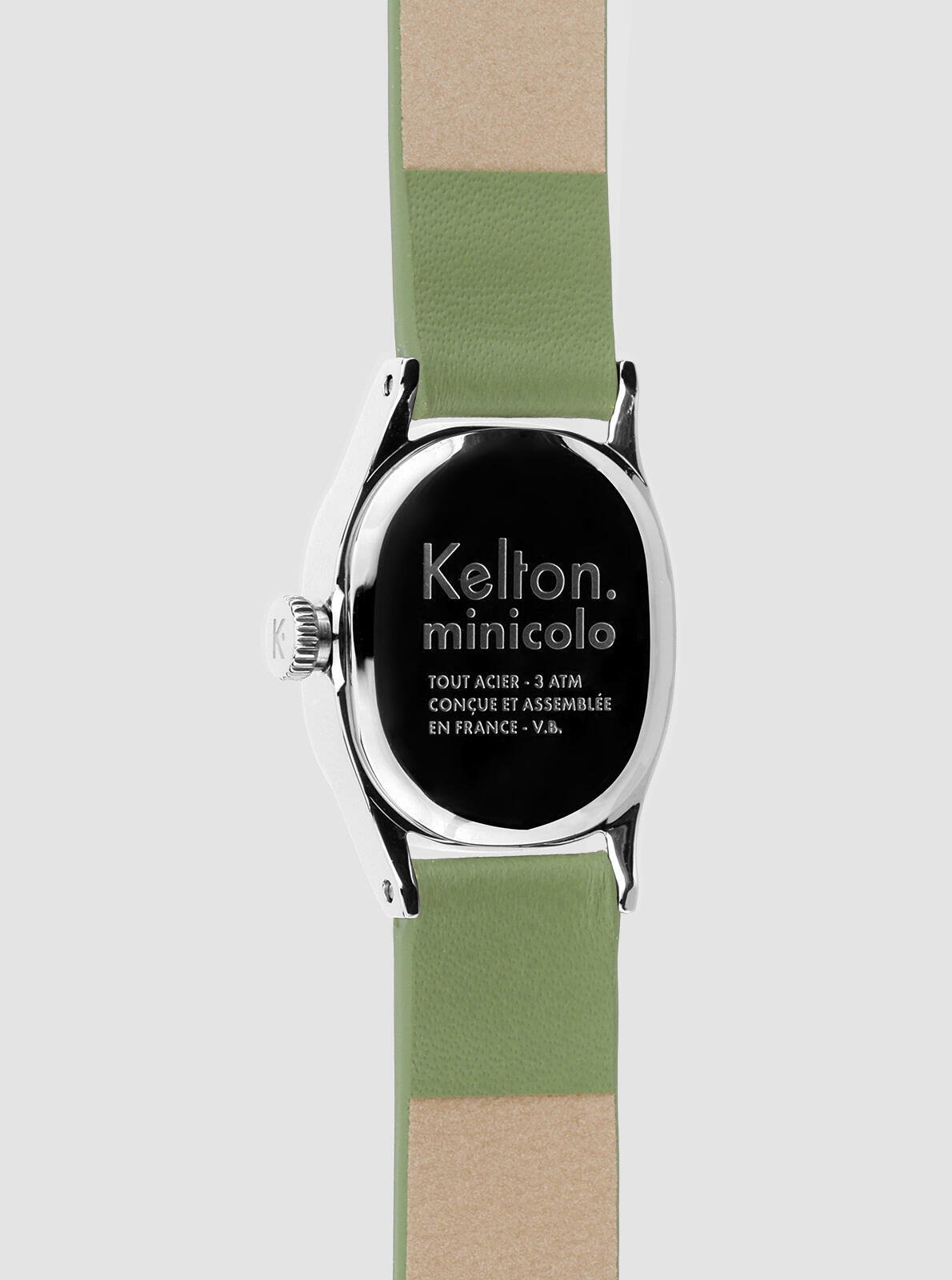 Vue arri&egrave;re Montre Minicolo Sauge verte