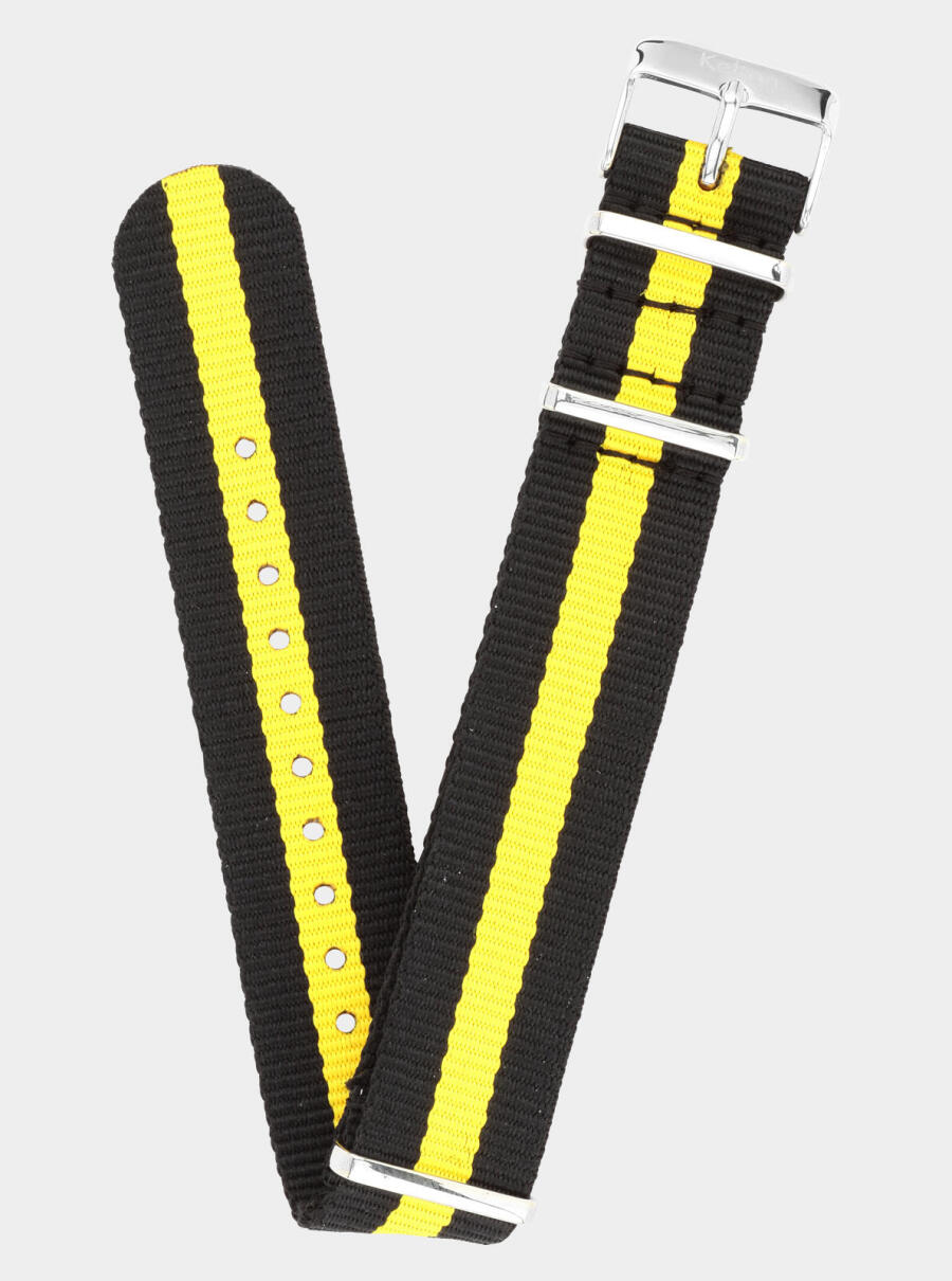 BRACELET NATO RC 2 NOIR-JAUNE - vue de face