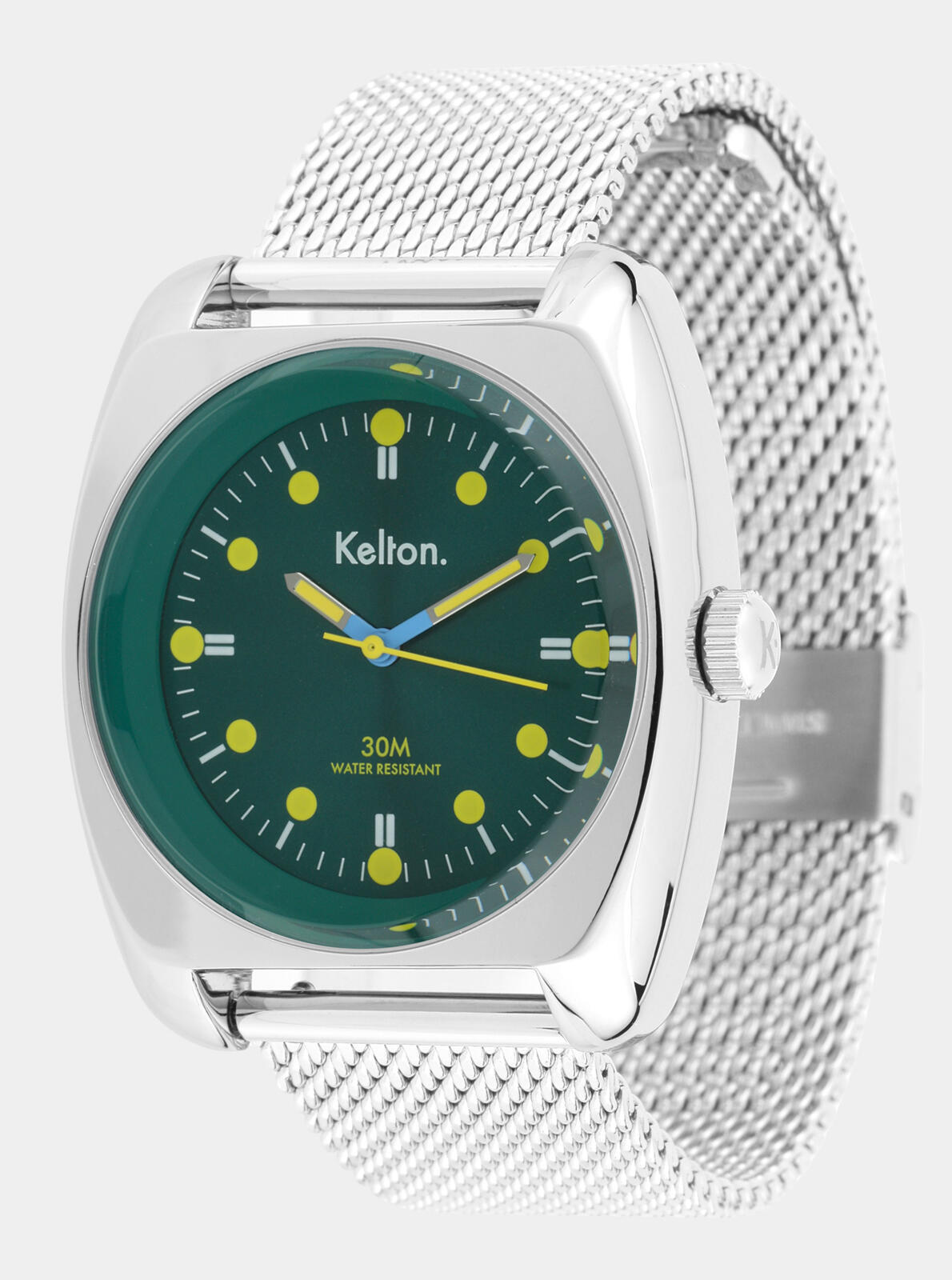 Montre RC2 vert-jaune Mesh &ndash; vue trois quarts