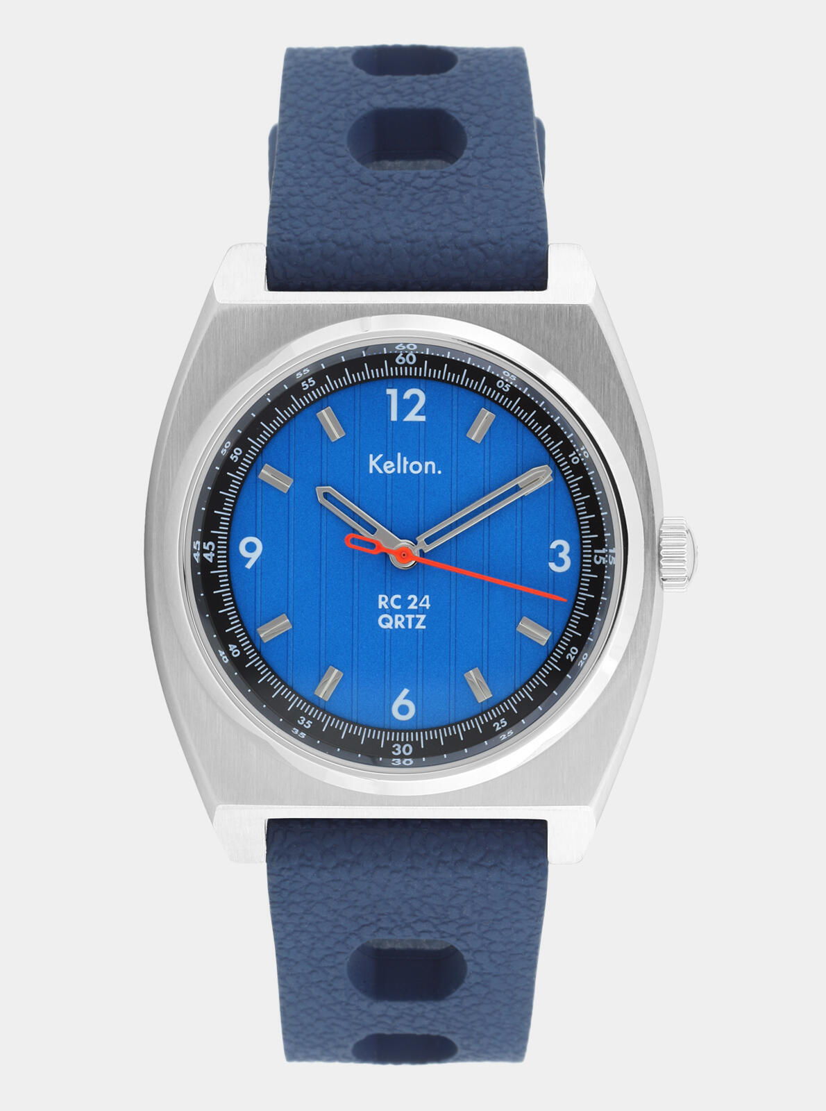 RC24 Petroleum Quartz blue watch &ndash; blue Tropic Racing strap &ndash; front view