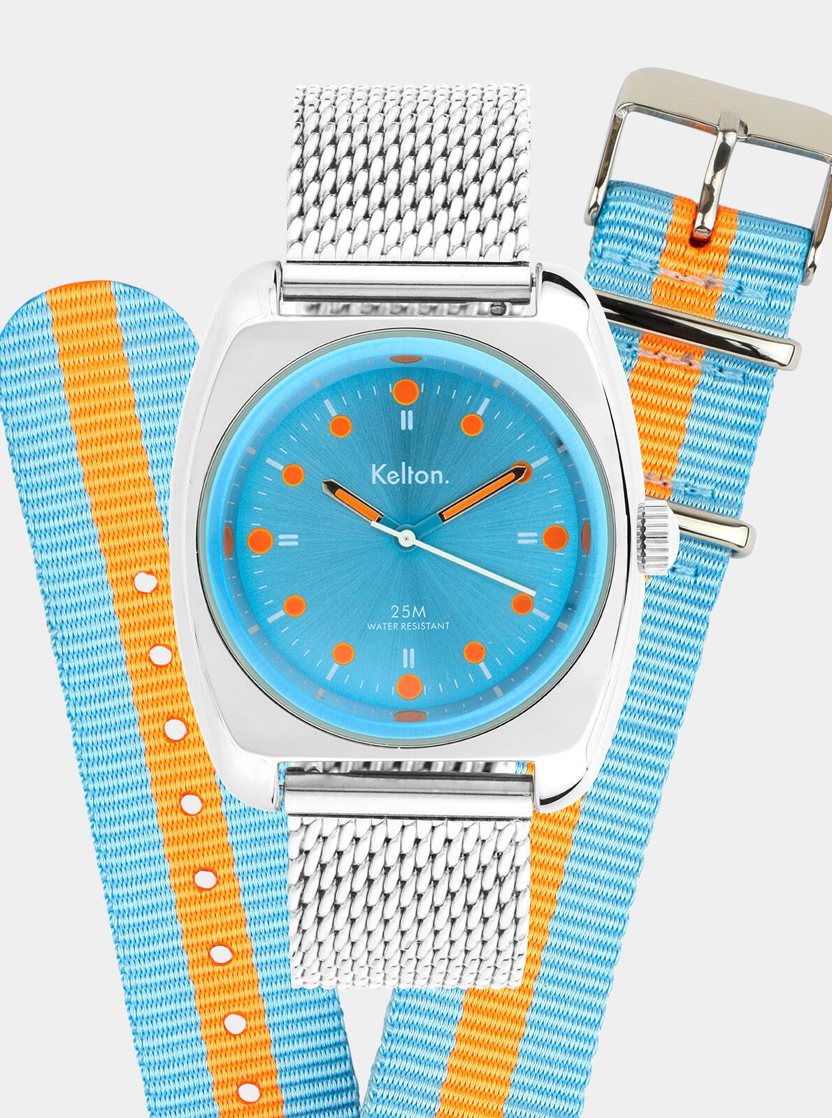 Coffret Montre RC 2 bleu orange mesh + bracelet nato - vue de face
